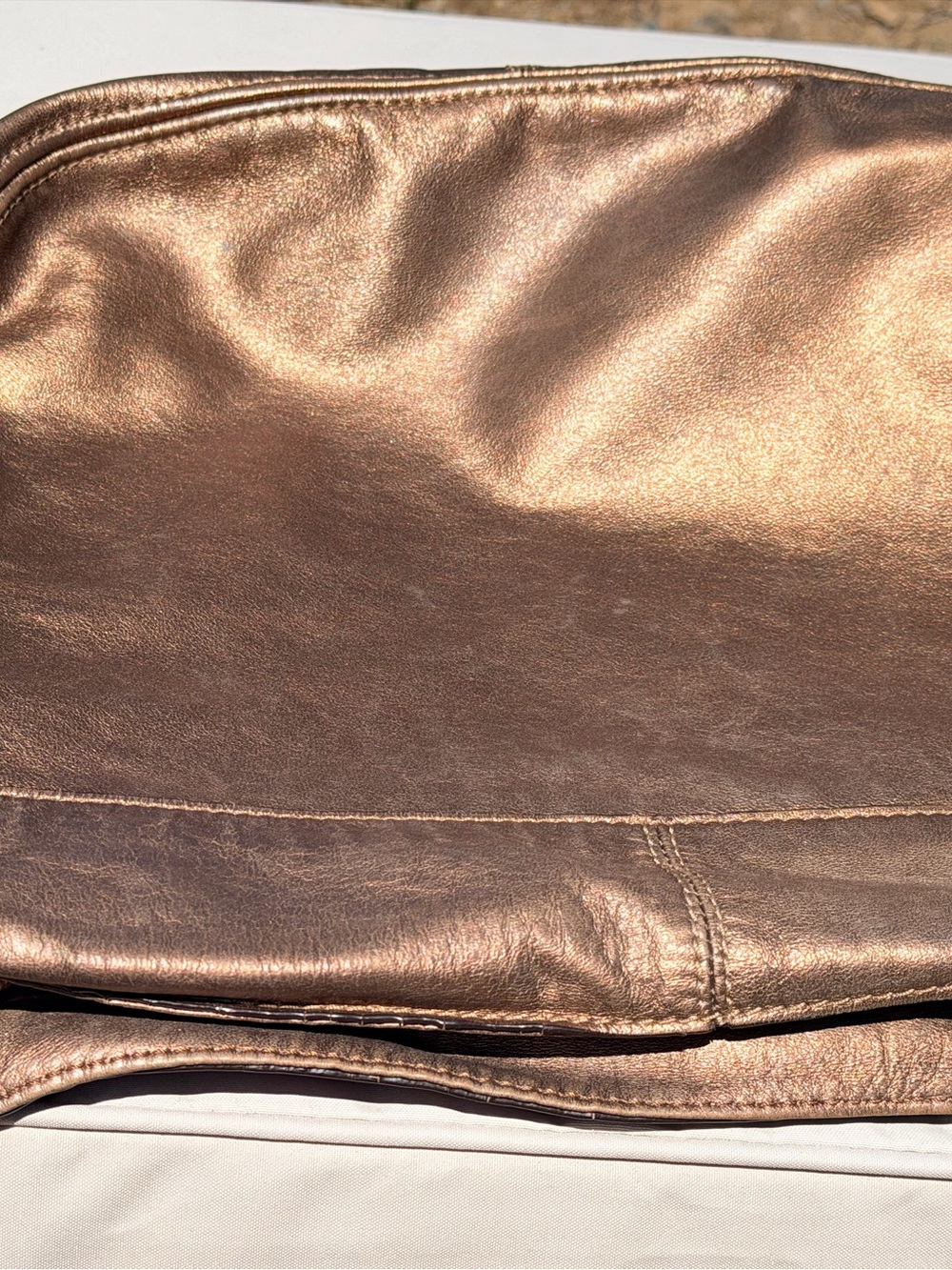 Coach Metallic Bronze Leather Shoulder Hobo with Gold Hardware - Picture 7 of 12